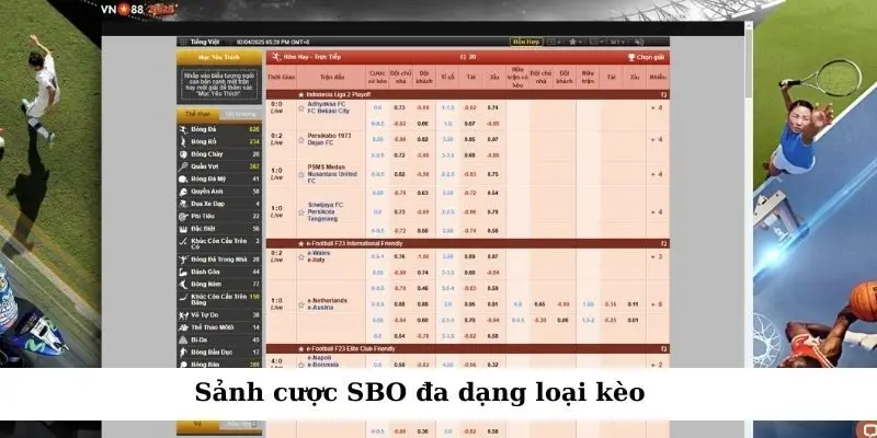 Sảnh cược SBO với đa dạng loại kèo